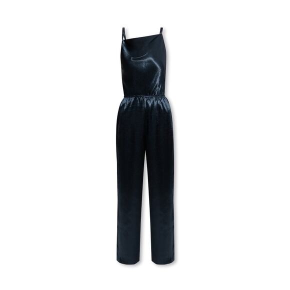 NWT Samsoe & Samsoe Fredericka Jumpsuit Navy Blue Satin Size Medium Cowl Neck - Picture 5 of 16